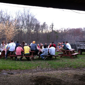 a group of people in a field