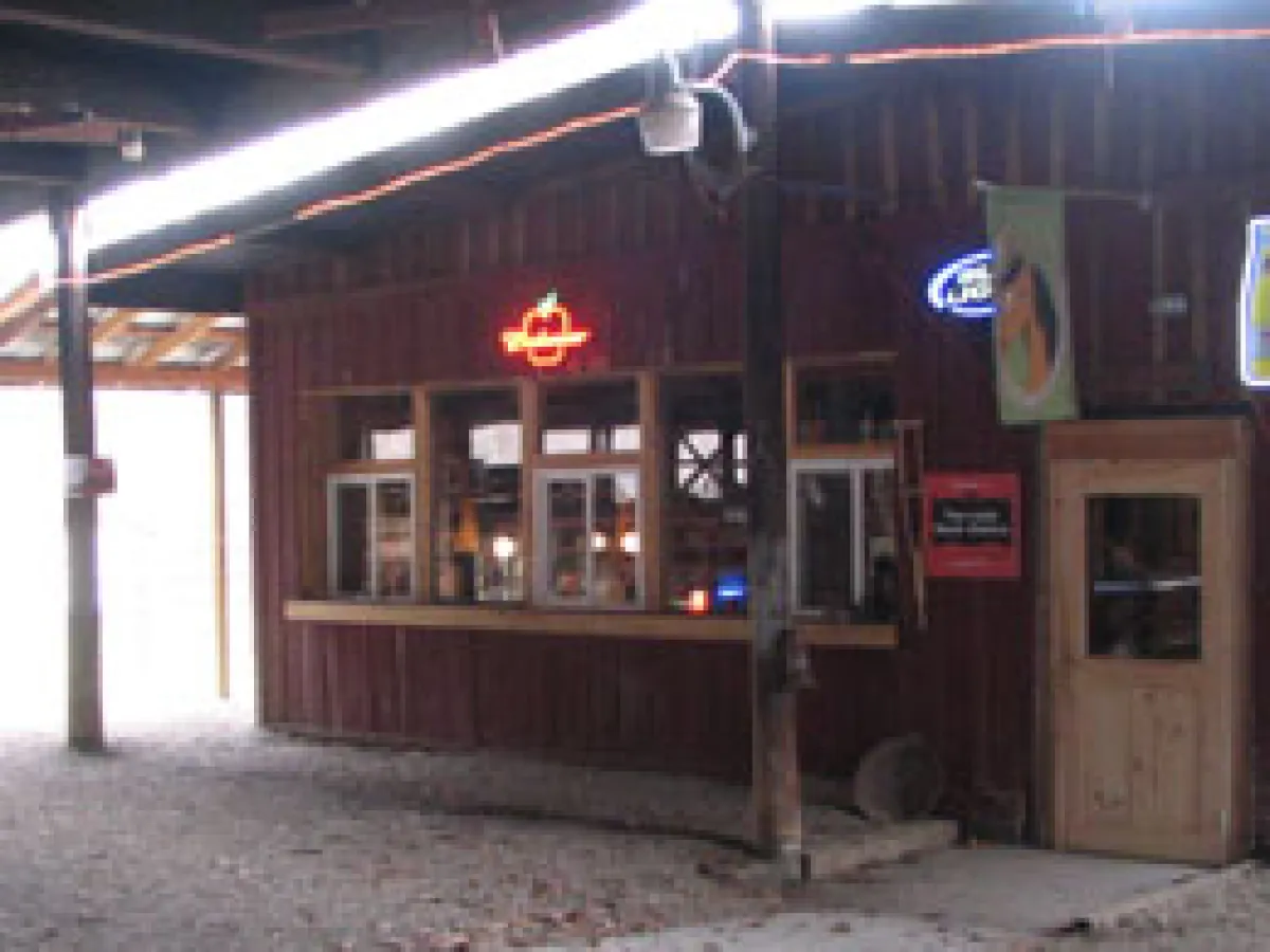 a store front at night