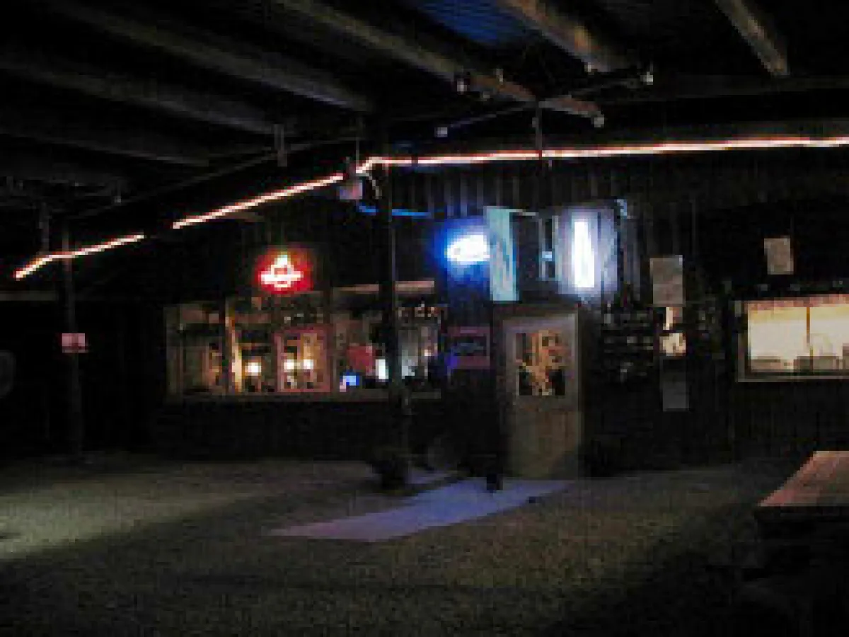 a lit up city at night